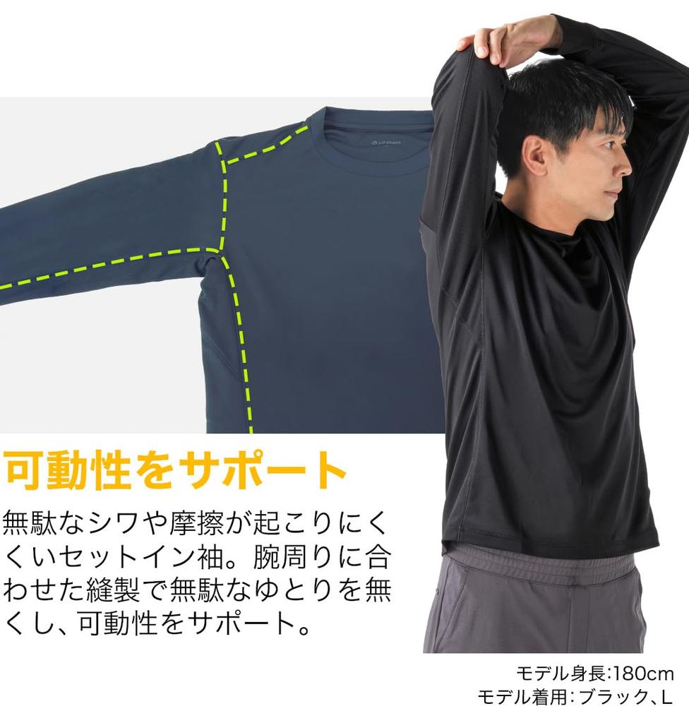 RAKU L [Phiten] T-shirt, Navy,