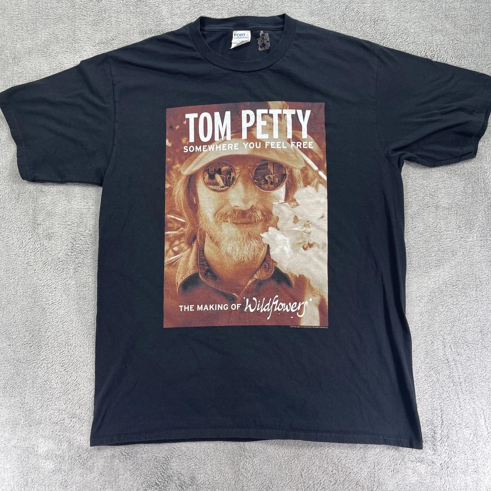 

Tom Petty Somewhere You Feel Free T-Shirt Mens M Black Crew Neck XL