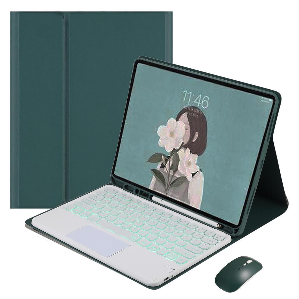 Round Cap Touch Backlit Bluetooth Keyboard & Protective Leather Case for Samsung Tab A9 PLUS S9 FE