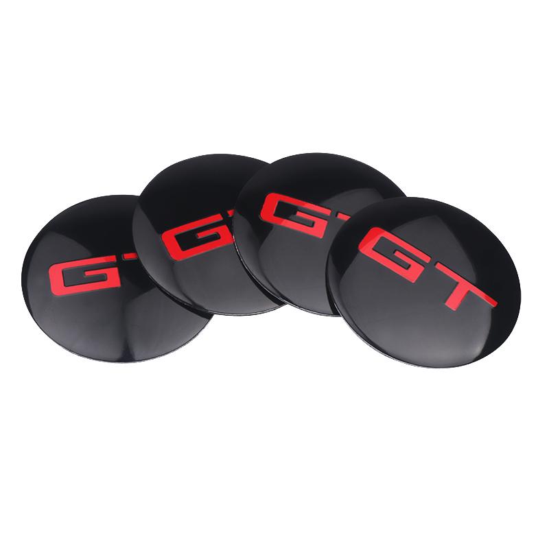 4Pcs 56mm Car Wheel Center Hub Caps Stickers GT Emblem Decal
