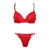 Ultra-dünnes Netz sexy Push-up BH-Set Metallkette Mode Verführung Unterwäsche Tanga-Set