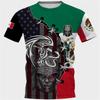 Fashion Mexico National Flag Print T Shirt For Men Funny 3D Eagle Pattern Short Sleeve Summer Casual O-neck Loose Top Men's Tees