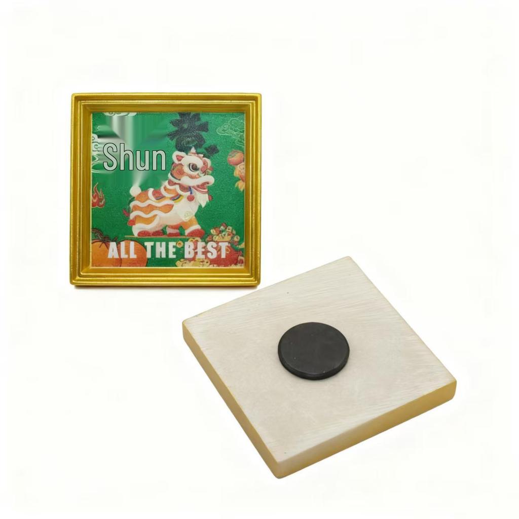 3D Lion Dance Fridge Magnet Photo Frame - Festive Spring Festival Decoration