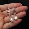 Genuine Freshwater Pearl Earrings 925 Woman,Dangle Sterling Silver Black Pearl Earrings Wife Mother Gift White Pink