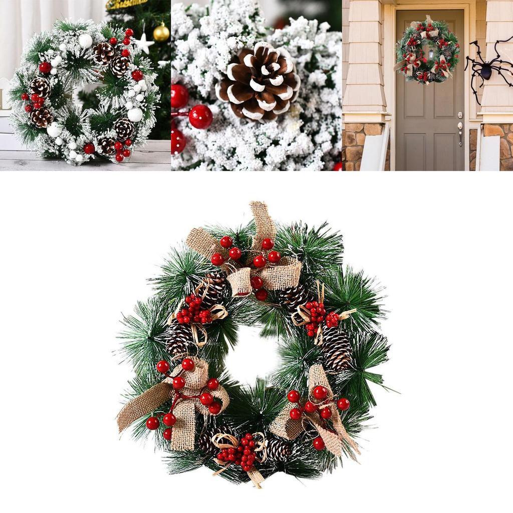 Beautifully Crafted Christmas Wreath Featuring Pine Cones And Elegant White Accents For Your Home