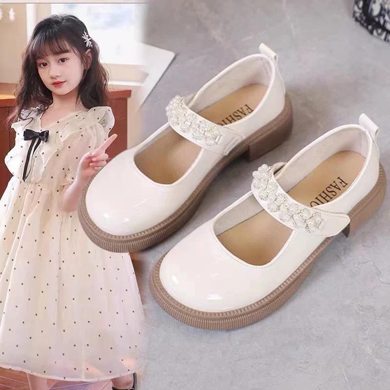 Girls' Small Leather Shoes 2025 Spring and Autumn New Spring Children's Soft-soled Princess Shoes Black Medium and Older Children's Mary Jane Singl