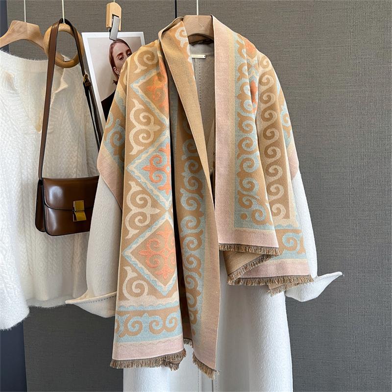 Luxury Winter Cashmere Scarf Women Design Warm Pashmina Blanket Poncho Scarves Female Shawl Wraps Thick Foulard Bufanda