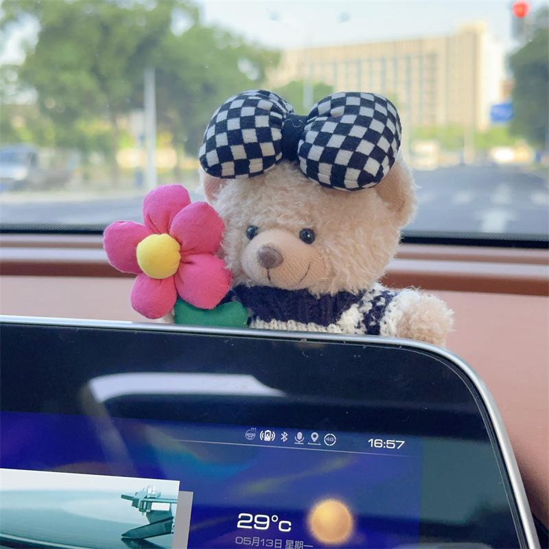 Car Interior Decor Accessories Plush Bear for Car Center Console Decoration cute Car Accessories for Auto Home Office Decor Gift