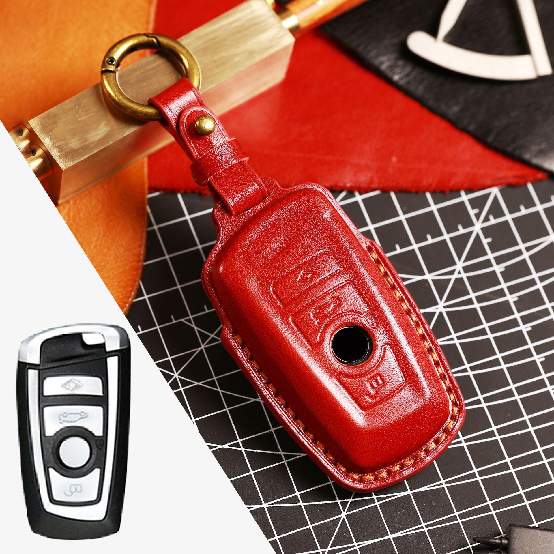 

Merchants Are Suitable For Bmw Key Cover X3 Leather Shell Buckle 530Li Car Key Cover Can Take Samples красный
