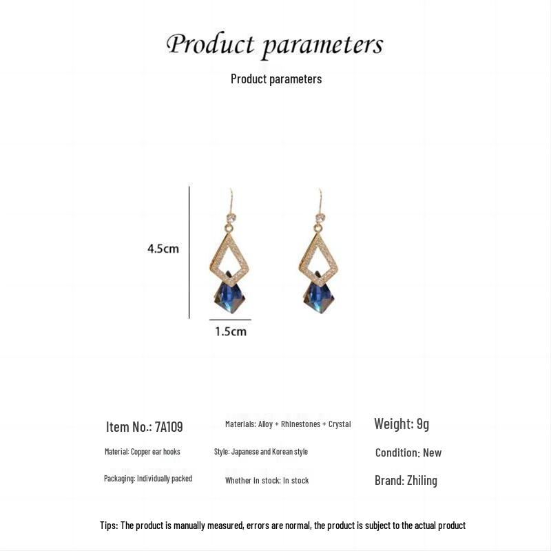 2023 Trendy High-End Crystal Dangle Earrings for Women: Korean Style French Elegant Jewelry