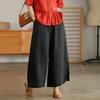 Women Summer Spring Pants Wide Leg Oversized Straight Solid Color Elastic Waist Match Top Pockets Deep Crotch Lady Ninth Pants Lady Garment