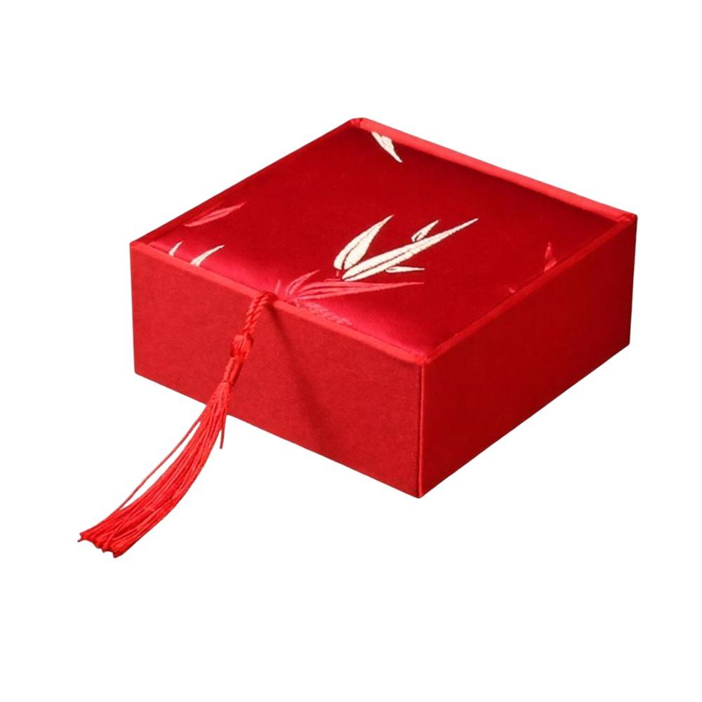 Chinese Style Vintage Tassel Jewelry Box Bamboo Leaves Damask Jewelry Storage Box High-quality Jewelry Packaging Box