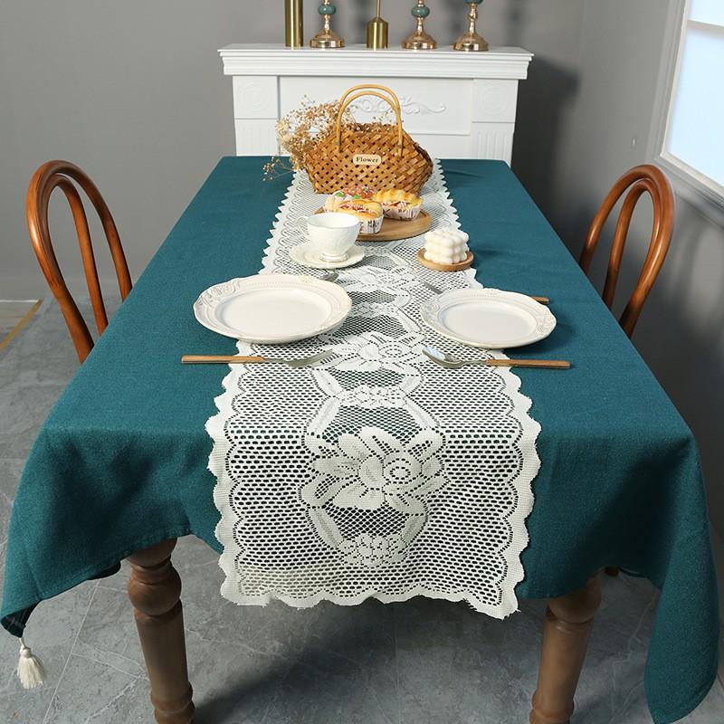 Christmas Table Runner American Country Lace Tablecloth Dining Coffee Decor