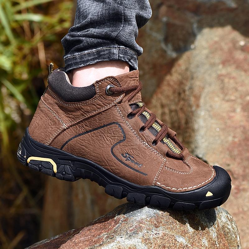Men's Hiking Shoes Leather Outdoor Shoes Wear-resistant Men Trekking Walking Hunting Tactical Sneakers