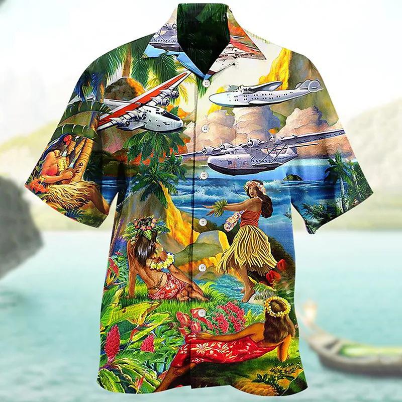 2026 Summer Loose Breathable 3d Print Trendy Cool Fashion Hawaiian Shirts Beach Party Tops Short Sleeves Men's 5XL