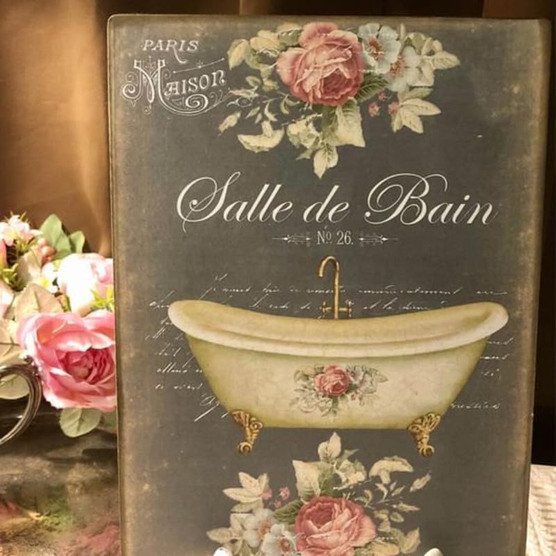 

French Bath Tub Shabby Chic Plaque Sign Retro Metal Tin Sign Vintage Sign for Home Coffee Shop Wall Decor Aluminum 20x30cm（7.8x11.8inch）
