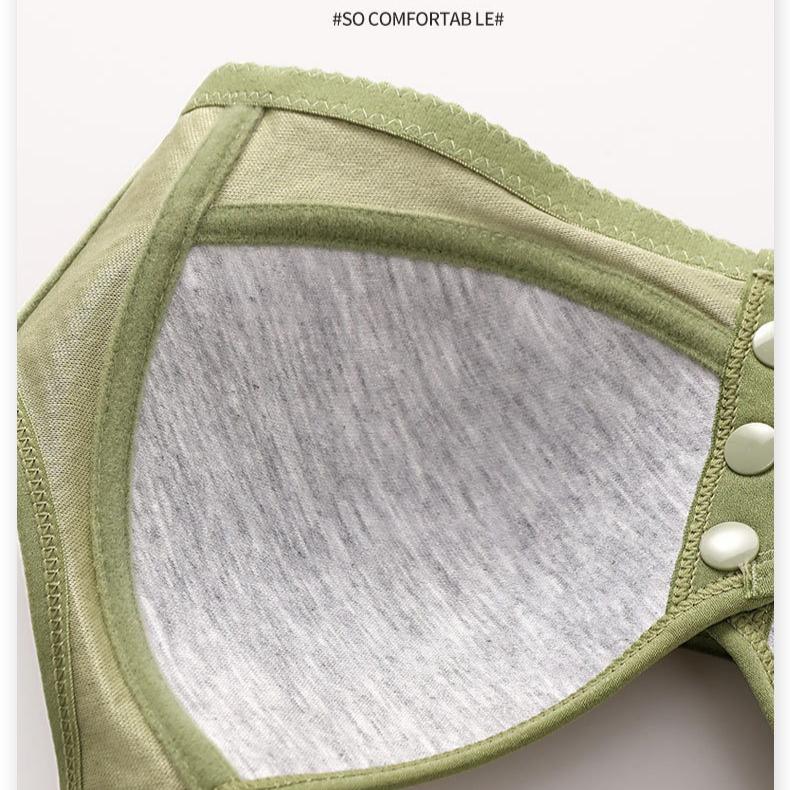 Middle-aged and Elderly Women's Front Buckle Cotton Underwear Without Steel Ring Sponge Thin Breathable Vest Large Size Bra