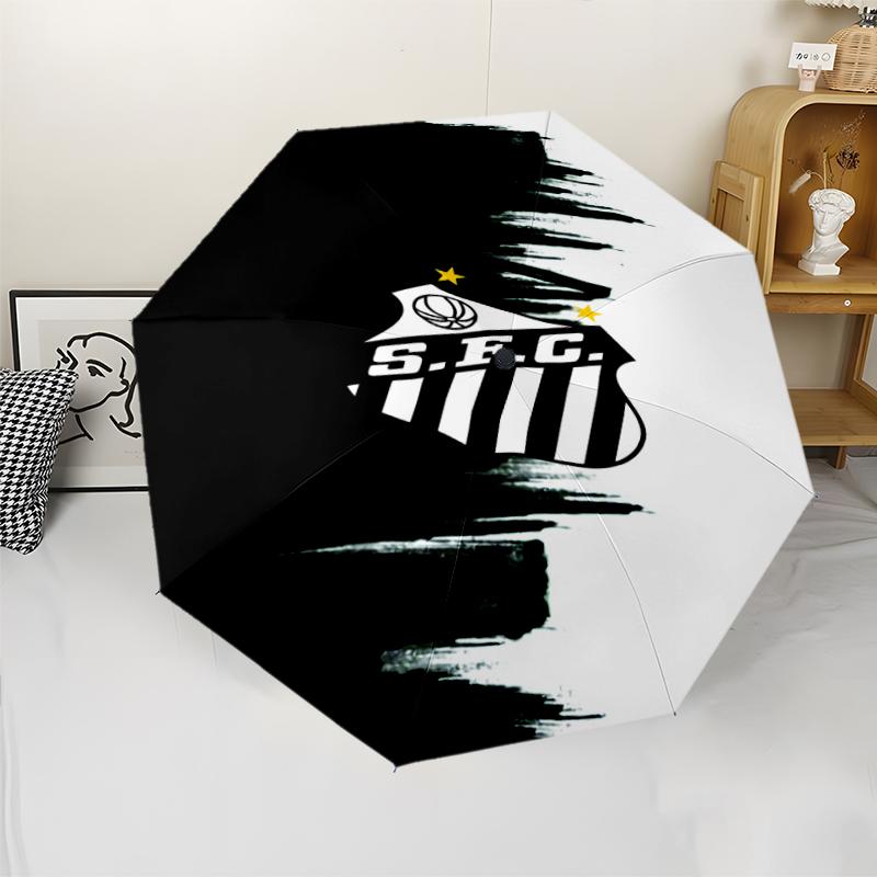 Santos SFC Logo Print Automatic Umbrella, 8 Rib Iron Frame, Plastic Handle, Suitable for Outdoor Travel &Daily , Ideal Gift