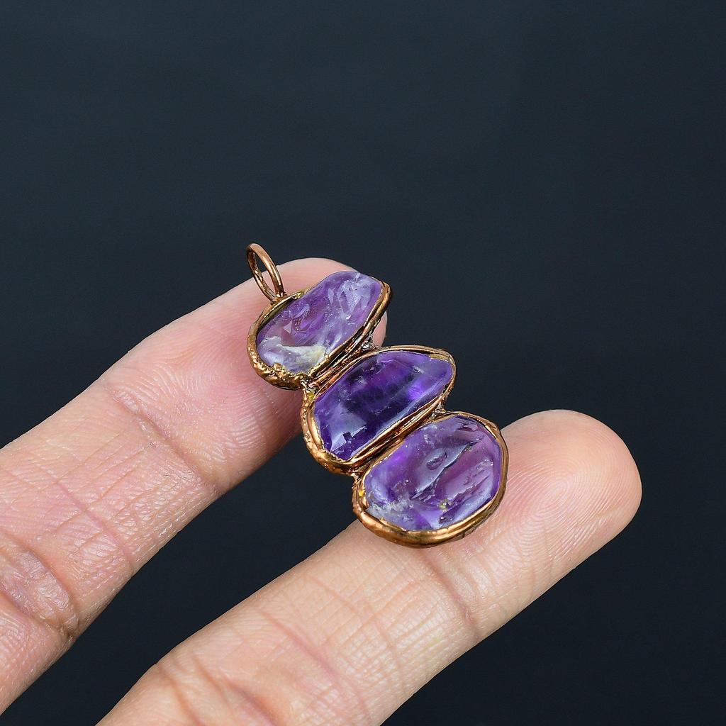 Amethyst Pendant Gemstone Jewelry, Copper Electroformed Pendant, Gift For Women Handmade Pendant