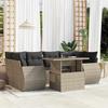 VidaXL Garden Lounge Set with Cushions 7 Pcs Light Grey Wicker 3268392