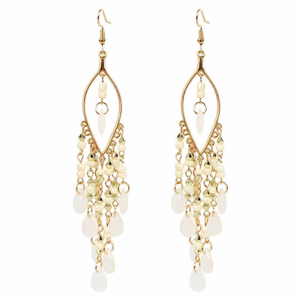 European, American Bohemian water drop fringed earrings, high-end retro minority style earrings, personalized long earrings.