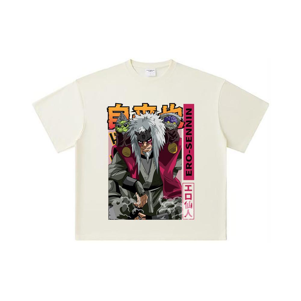 

260 GSM Double Yarn 32 Count 100% Cotton Naruto V9 Jiraiya Print Unisex Heavy Cotton T Shirt S абрикосовый
