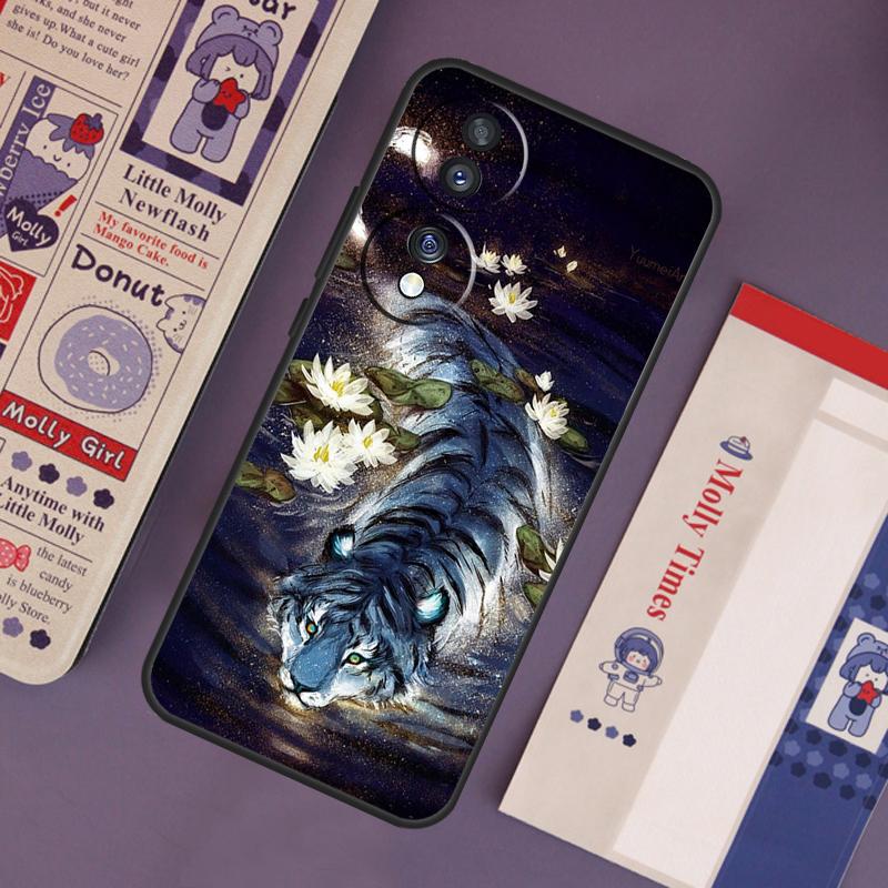 Tiger Sketch Art Case For Honor Magic 7 Pro 5 6 Lite Honor 200 Pro 50 70 90 X9b X9a X8b X8a X8 X9 X9c Cover