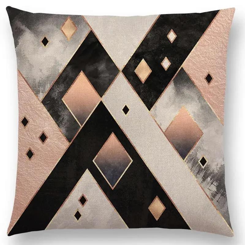 New Colorful Blocks Layers Stripes Geometric Combination Gold Lines Gorgeous Prints Cushion Cover Throw Pillow Case