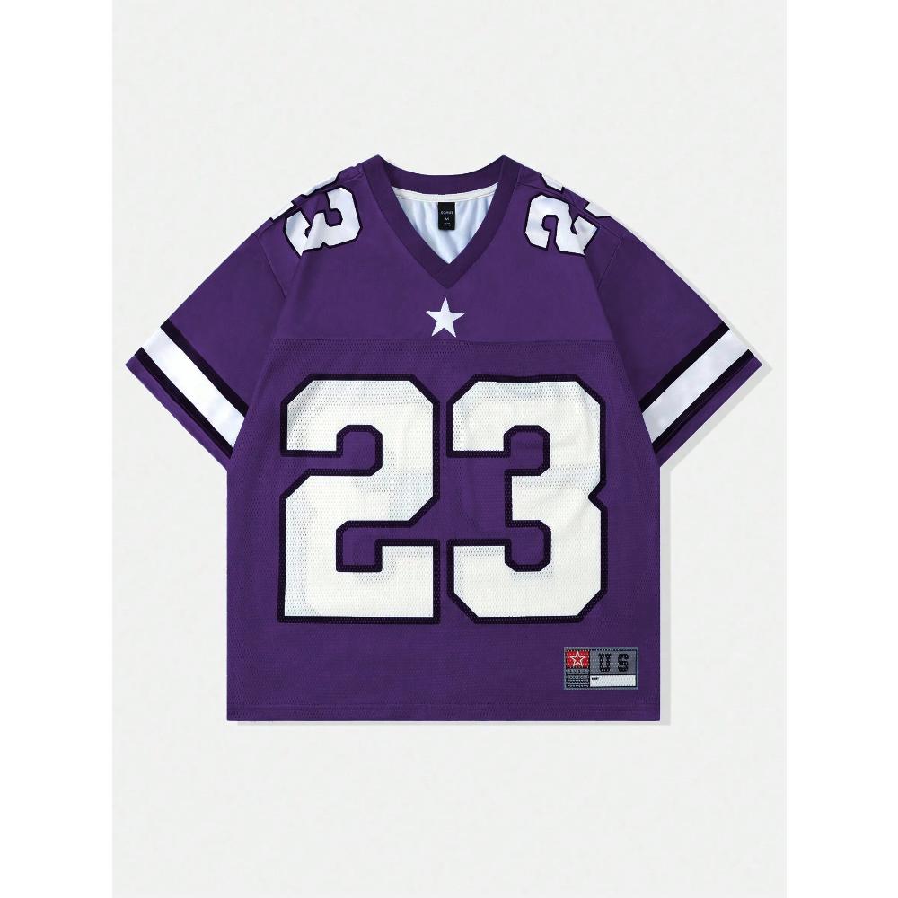 2026 Neues Heißes Damen Sommer Y2K Mode Lässiges Hemd Street Retro Hip Hop 23 Hemd V-Ausschnitt Locker Atmungsaktiv Schnelltrocknendes T-Shirt