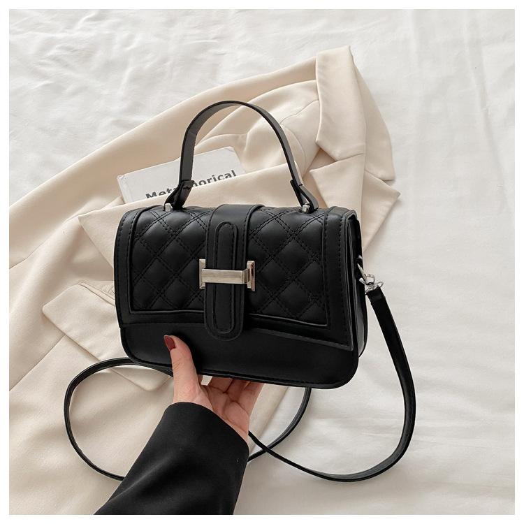 Korean Style Color Block Diamond Lattice Elegant Simple Stylish Crossbody Handbag for Women - Summer New Arrival Embroidery Small Square Bag
