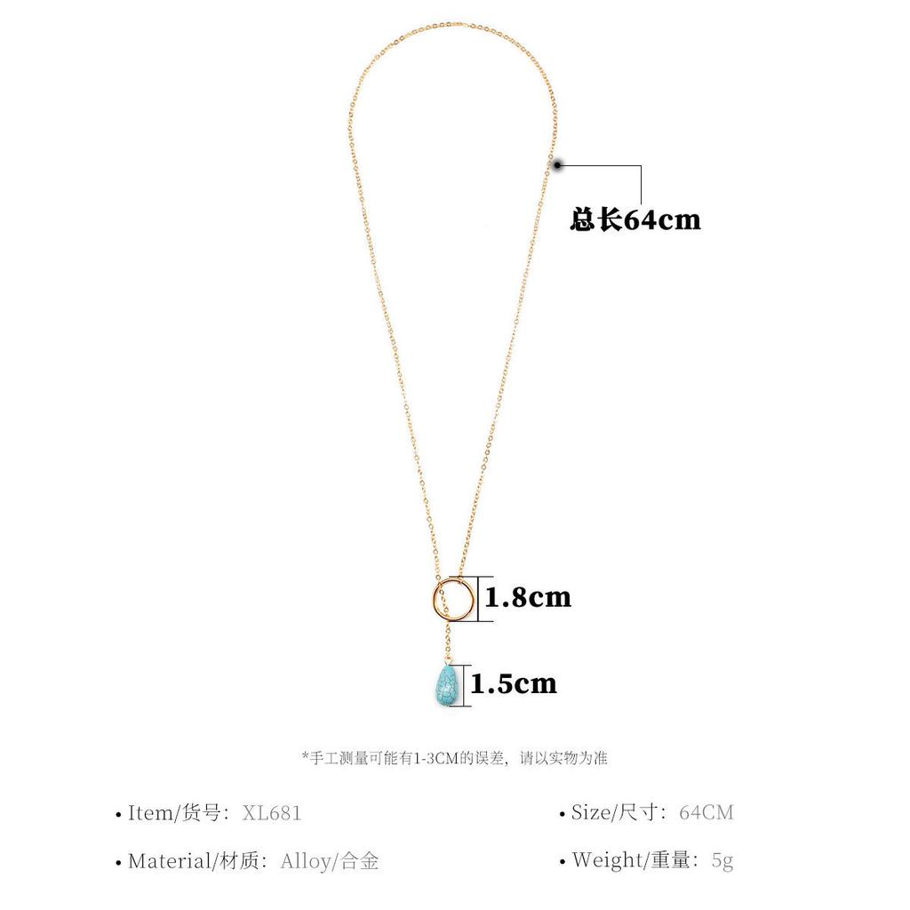Europe, America, fashion turquoise circle necklace women wish simple handmade alloy necklace