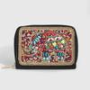 Bohemian Style PU Zipper Card Holder & Coin Purse with Butterfly and Flower Design