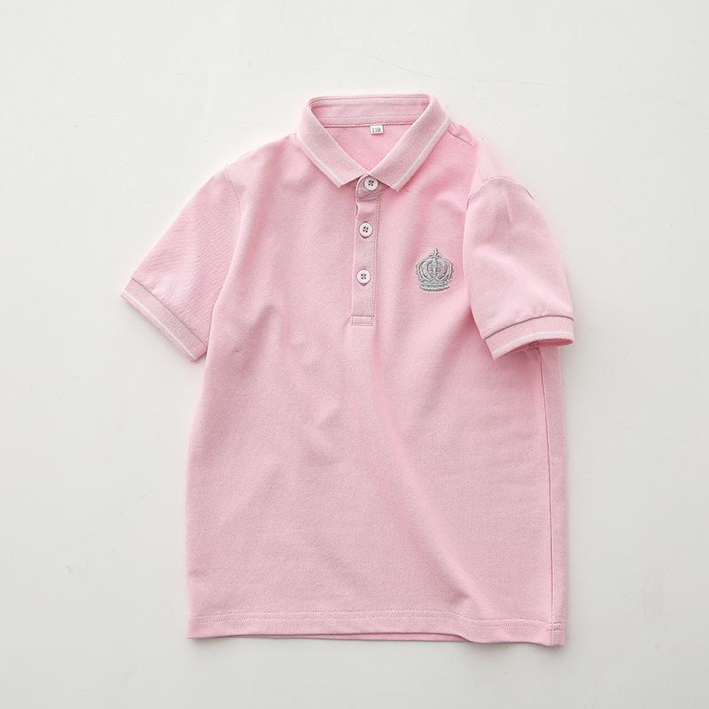 Children's Summer Polo Shirt, Short-Sleeved Pique Cotton, Turn-Down Collar, School Uniform, Boys & Girls' Clothing