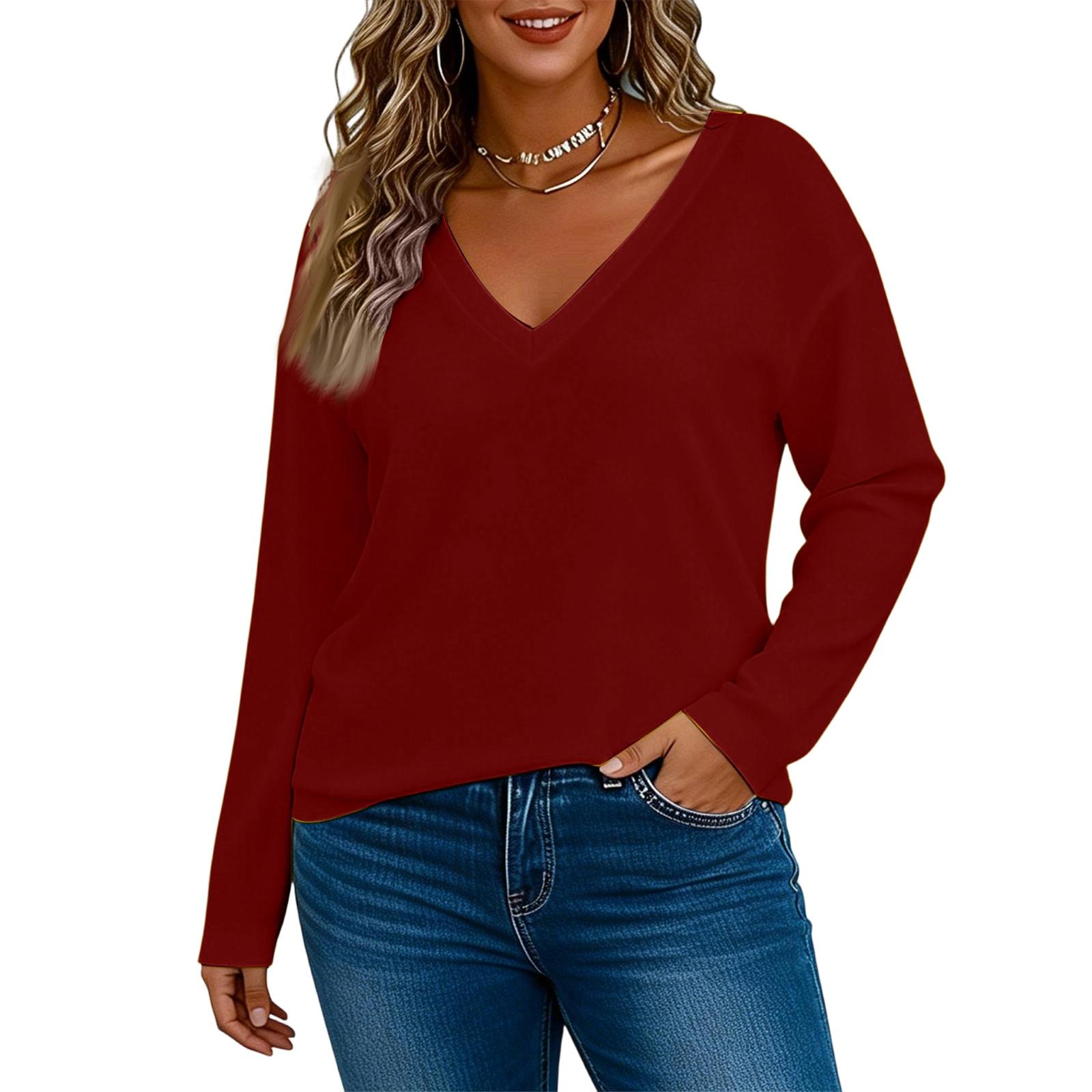 

Women s Fashionable Long Sleeve Elegant Commuting And Casual Top XXXL винний