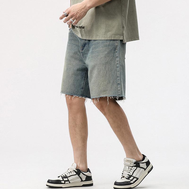 Nuovi Pantaloncini di Jeans Estivi da Uomo Retro Spazzolati a Mezza Lunghezza Pantaloni Americani Sottili a Cinque Punti