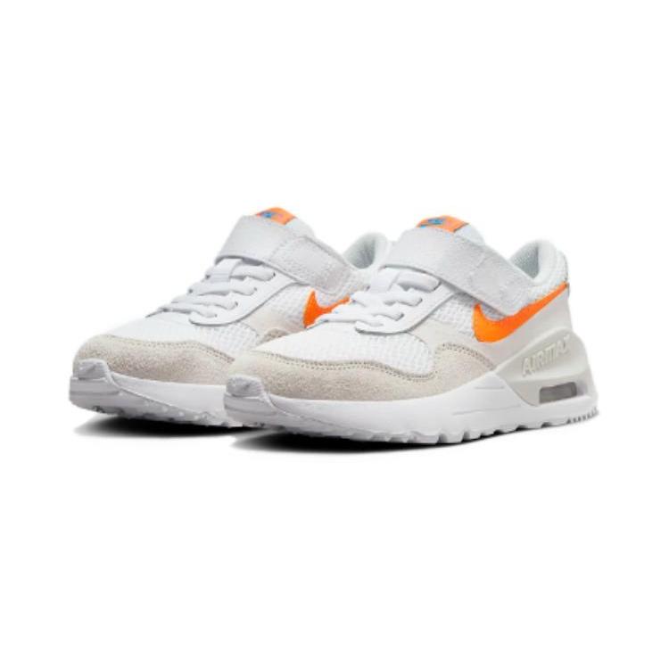 Nike Air Max SYSTM BP Cushioning, Wear Resistant Low top Kids Lifestyle Shoes White Orange Children Aged 3 7 Years Old DQ0285-114