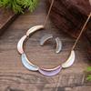 New enamel color crescent stud earrings necklace set, women's simple and high-end crescent moon necklace set