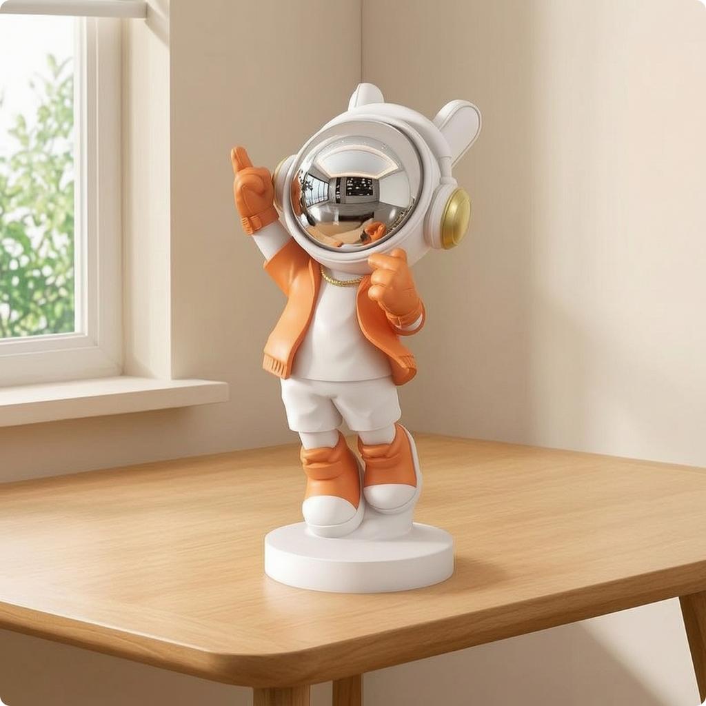 Astronaut Decor with Helmet Sculptural Astronaut Statue Space Explorer Statue Decorative Space Theme Figurines Safe