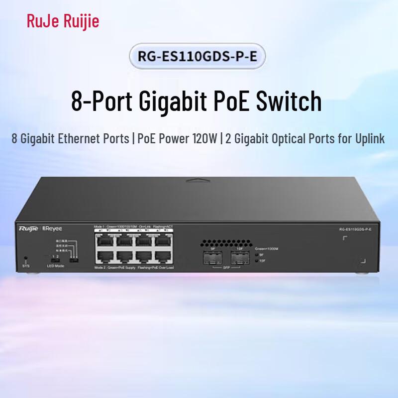 

Ruijie RG-ES110GDS-P-E 8-Port Gigabit PoE Switch