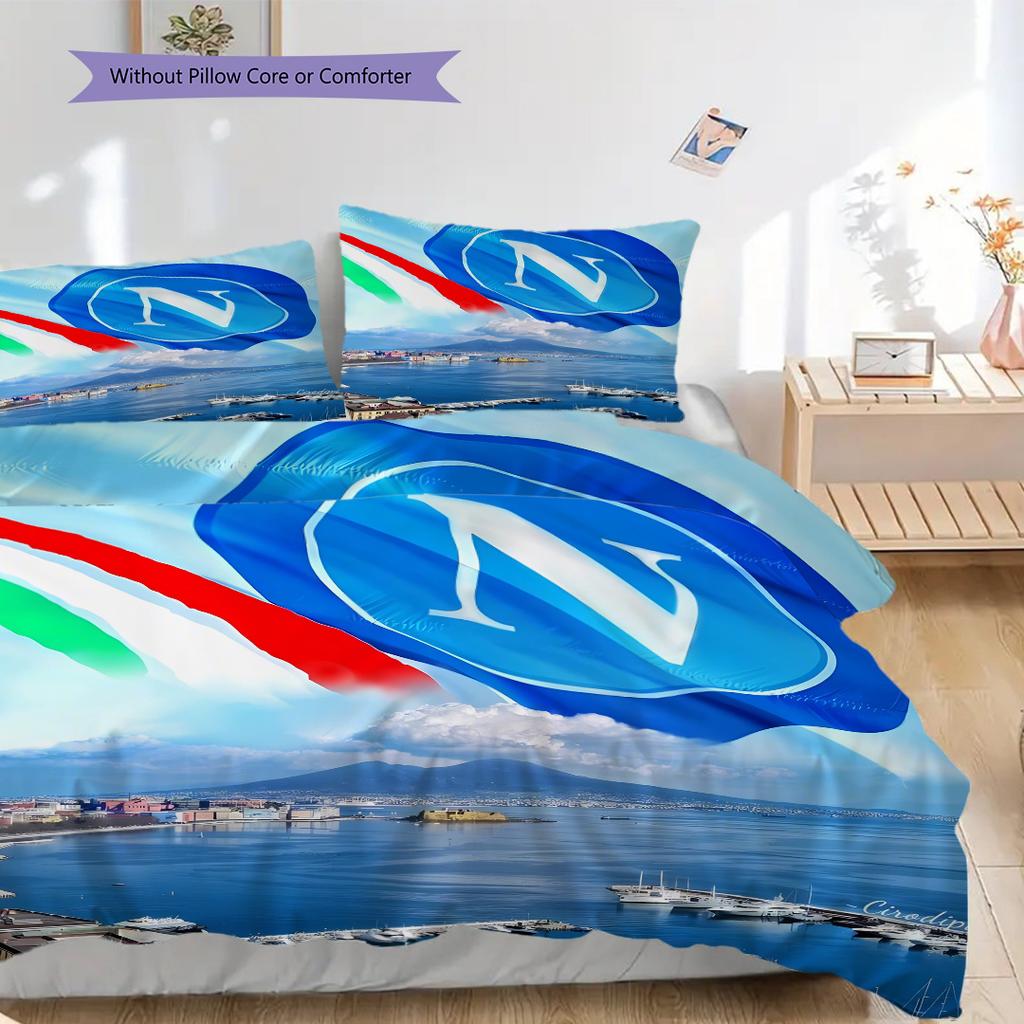 Set Copripiumino Trapuntato con Fantasia SSC Napoli Federa Decorazione per la Casa Regalo di Compleanno (1 * copripiumino + 2 * federa, senza nucleo)