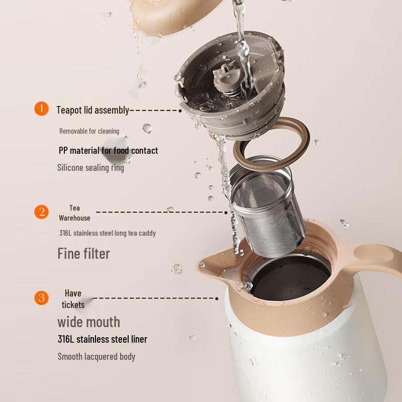 Supor 1.0L Vacuum Insulated Tea Pot with Infuser