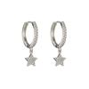 Delicate Silver Cubic Zircon Star & Moon Drop Pendant Hoop Earrings for Women Trendy Wedding Earring Jewelry Gifts