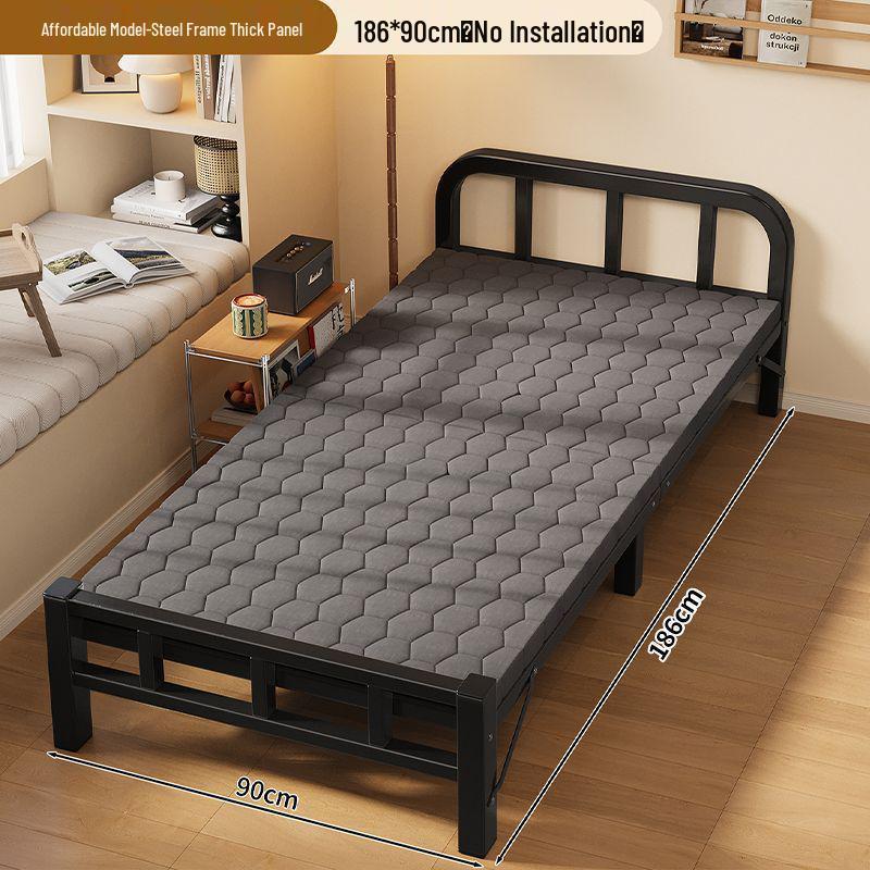Portable Folding Iron Bed for Outdoor and Dormitory Use
