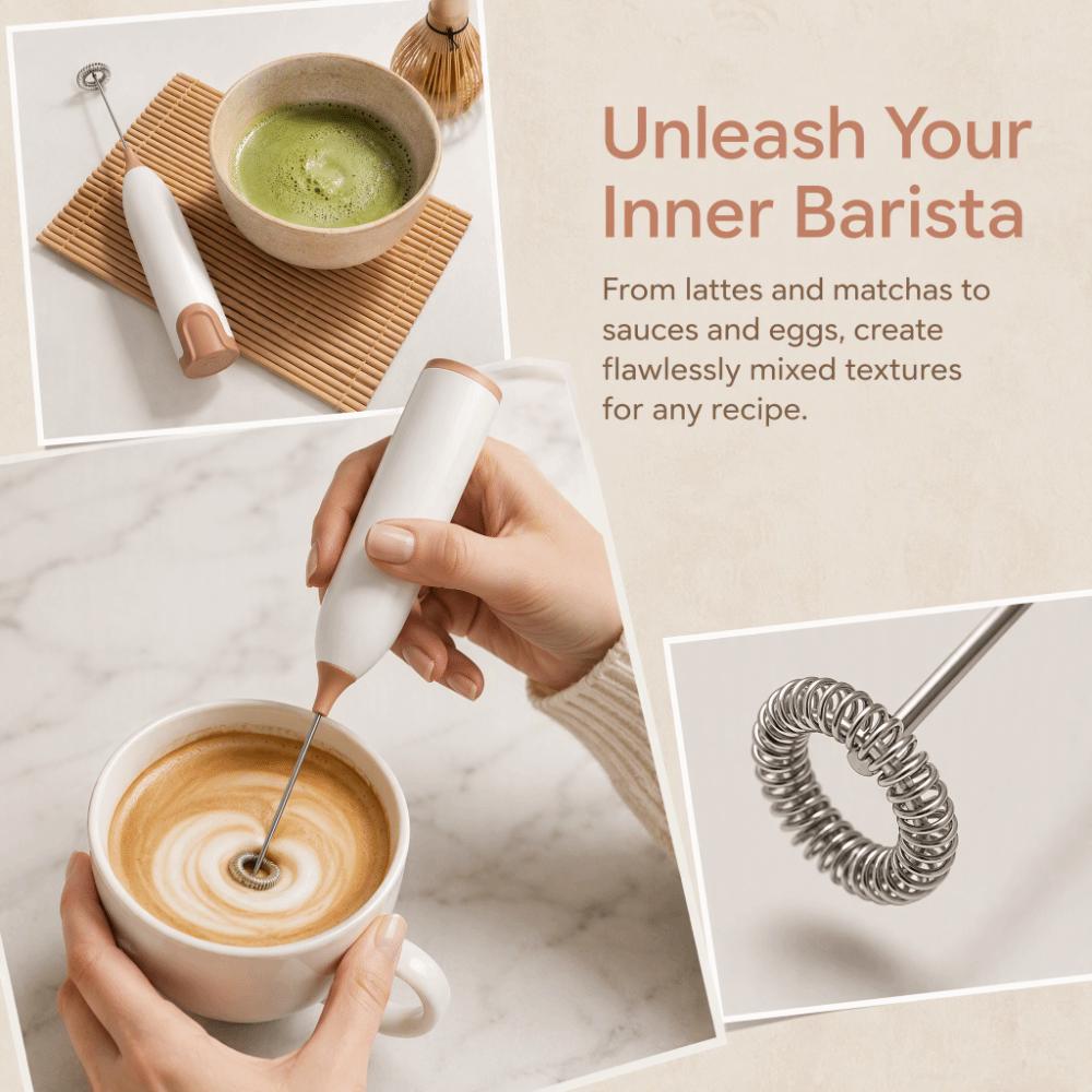 White Coffee Black Milk Foam Maker Battery Powered Milk Beater Practical Milk Frother  Home Kitchen