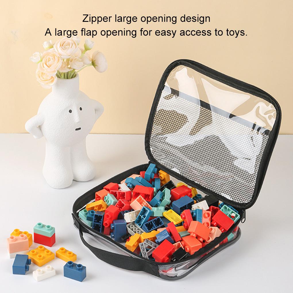 Toy Storage Case For Kids PVC Organizer Bags With Mesh Pockets For Small Models Toy Bag For Travel