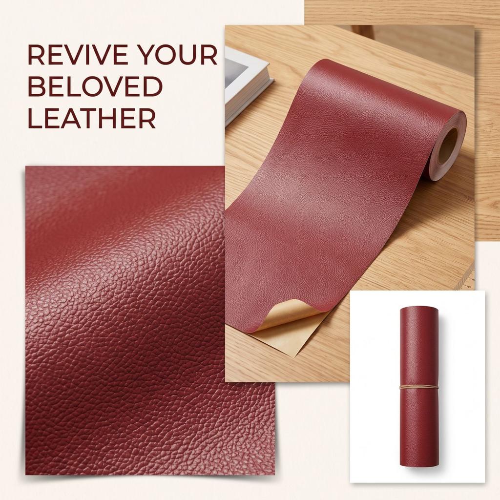 Self-Adhesive Leather Tape Kit - Strong Adhesive Patch for Sofa, Car, Chair, Furniture, Jacket - 30cm Wide 1m Long