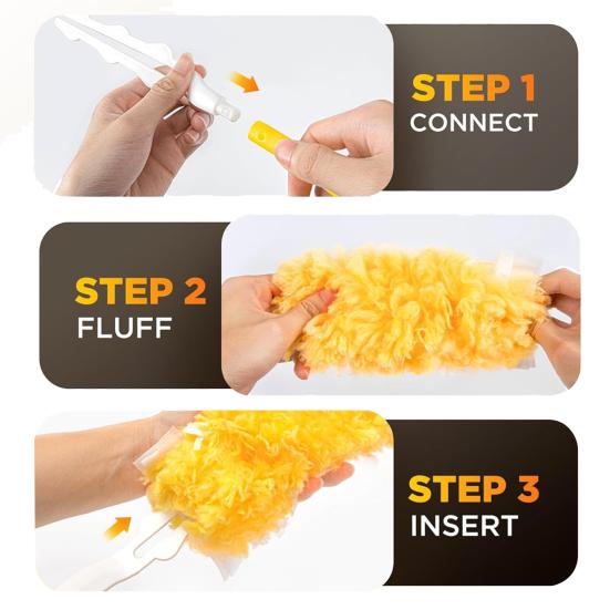 31Pcs/Set Dust Brush Microfiber Duster with 30 Replacement Pads Short Handle Heavy-Duty Fluffy