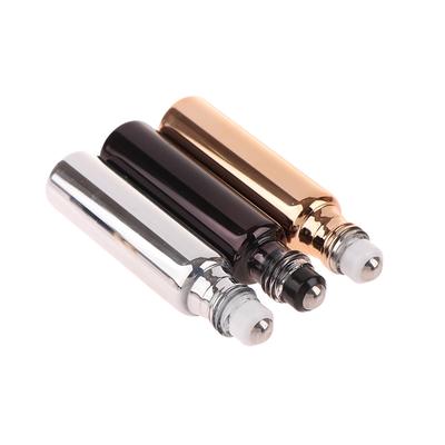 10ml Boş Uçucu Yağ Şişesi Elektrokaplama UV Cam Seyahat Mini Roller Top Masaj Aleti Doldurulabilir Uçucu Yağlar Parfüm İçin