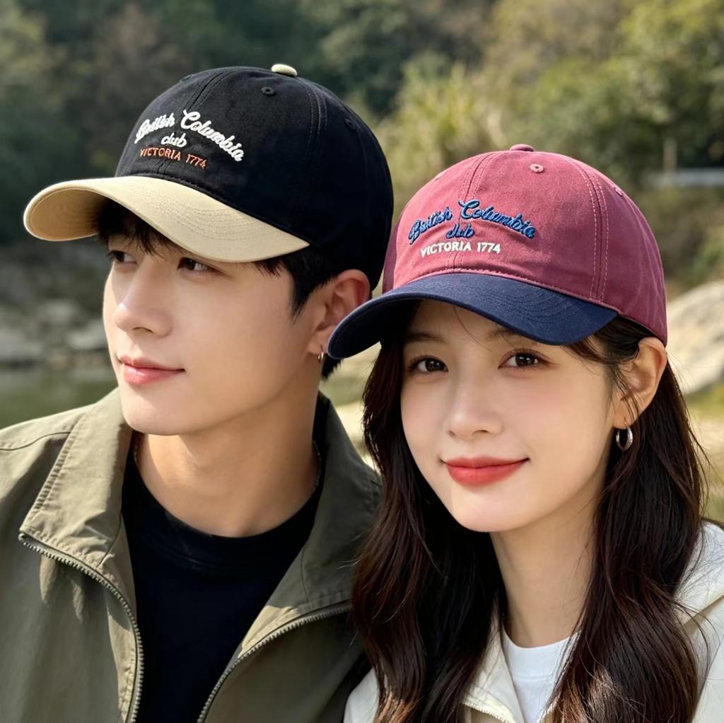 Spring New Original Color Matching Baseball Cap Women Deepen the Big Head Circumference and Show the Face Small Thin Contrasting Color Cap Men