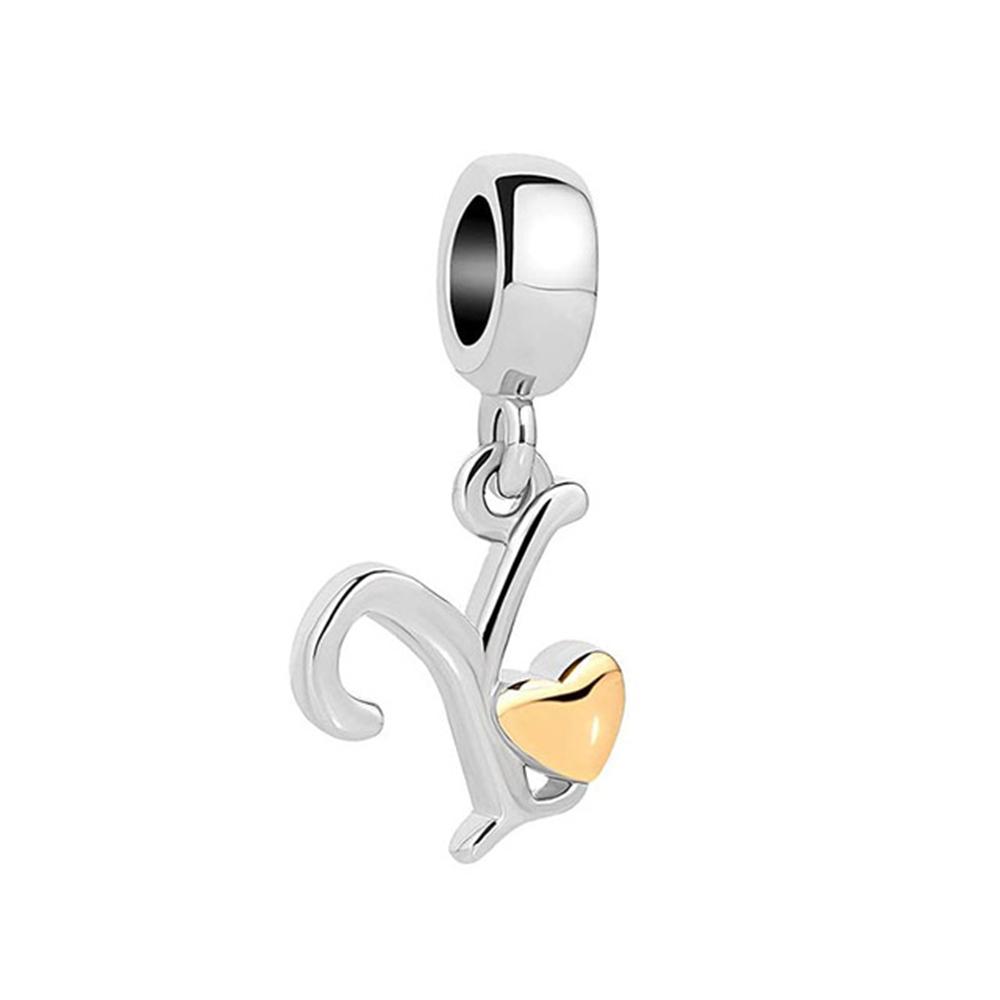 New Plated Copper Letter Alphabet A-Z Dangle Charm Beads Fit Original Charms Bracelet Pendant Women Diy Jewelry